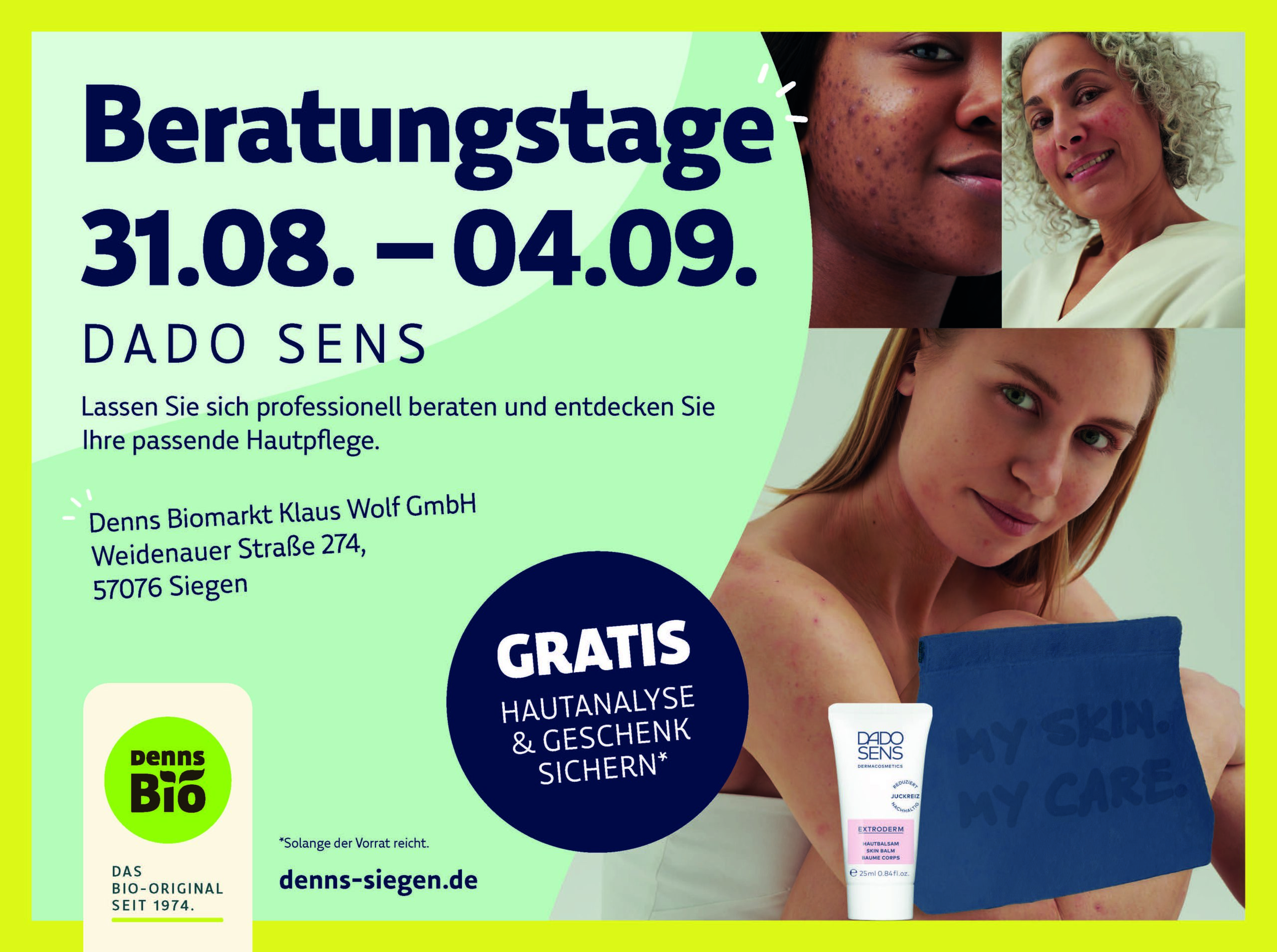 DADO SENS Kosmetik-Beratungstage 31.8. — 4.9.